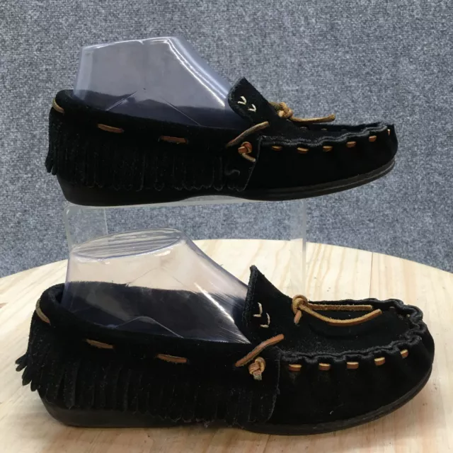 Minnetonka Slippers Womens 8.5 M Moccasin Black Suede Slip On Moc Toe Low Top