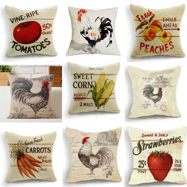 Retro Design Cushion Cover Pillow Case Strawberry Fruit farm  Home Decor  18''