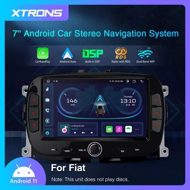 Car Radio GPS Fiat 500 Android 11 wi-Fi USB Dsp Carplay XTRONS PE71500FL
