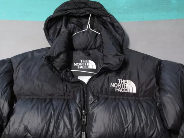 VTG The North Face Black Nuptse 700 Series Hooded Goose Down Jacket Womens Small