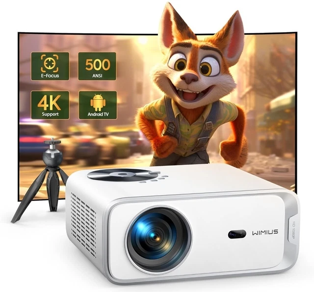 WiMiUS 500ANSI WiFi 6 Bluetooth Full HD 1080P Portable Projector