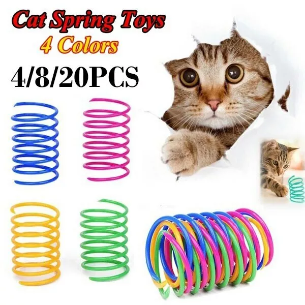 4/8/20pcs Cats Toys Wide Durable Heavy Gauge Colorful Springs Cat Pet Toy