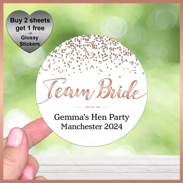 Personalised DIAMOND CONFETTI STICKERS - Party Bag Labels - Hen Night Team Bride