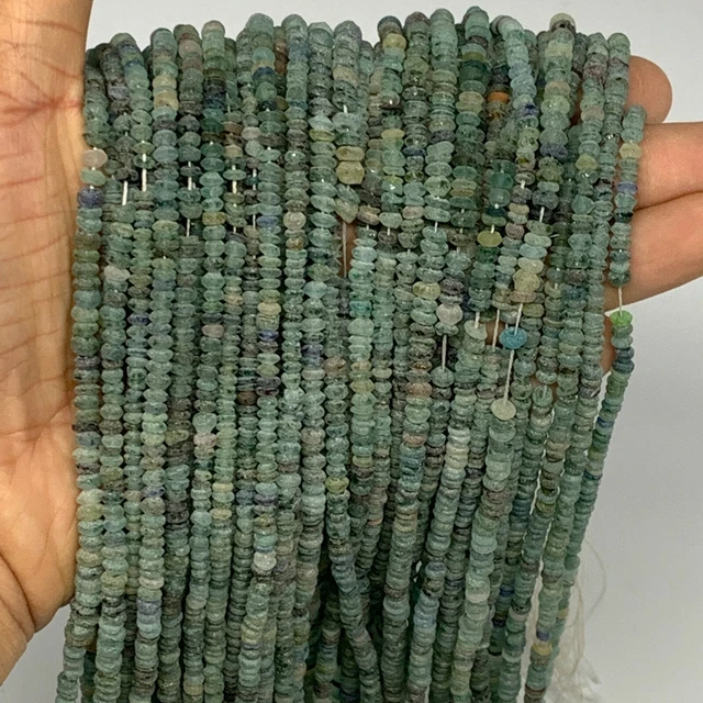 1 Strand, 1mm-4mm, 15" Ancient Saucer Disc Shape Roman Glass Beads Strand,B13158