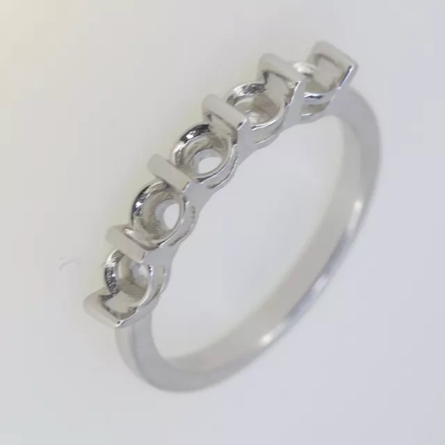 MTO Sterling Silver Semi Mount Ring Setting RD 4x4mm White Topaz