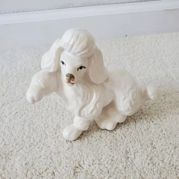 Vintage Porcelain White Poodle Dog Figurine 2