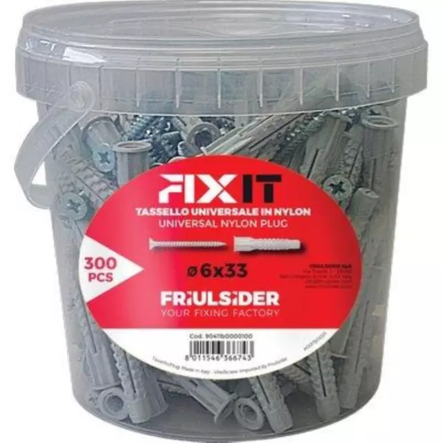 Friulsider Tasselli in Nylon ø 6 mm TSP L. 33 mm cf 300 Pz