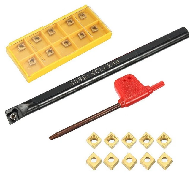 Durable 8mm Lathe Boring Bar with CCMT060204HM Inserts S08K SCLCR06 Model