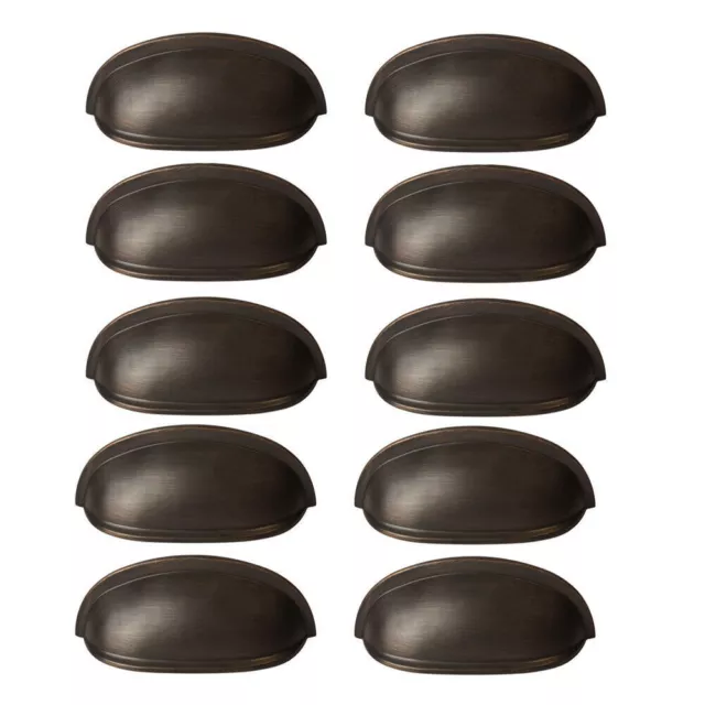 10pcs Oil Rubbed Bronze Kitchen Cabinet Handles Cup Pull Drawer Hardware