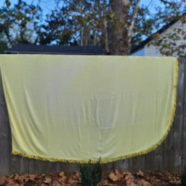 Vintage Morgan Jones Yellow Popcorn Hobnail Chenille Bedspread Coverlet w/Fringe