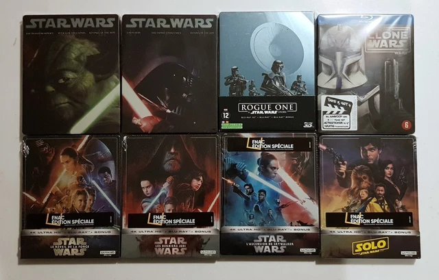 Lot de Blu-ray Steelbook : STAR WARS Intégrale + SOLO + ROGUE ONE + CLONE WARS