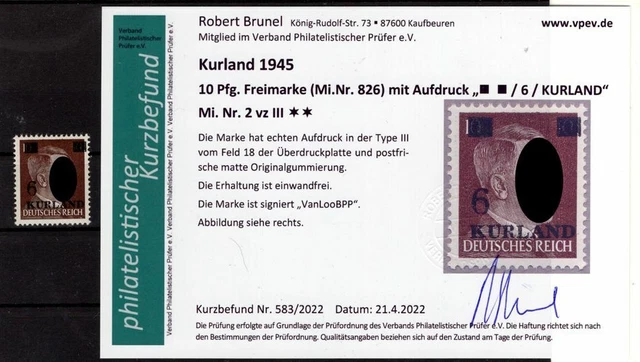 Kurland 2III vz tadellos ** POSTFRISCH+gepr. Befund 130EUR (K7289