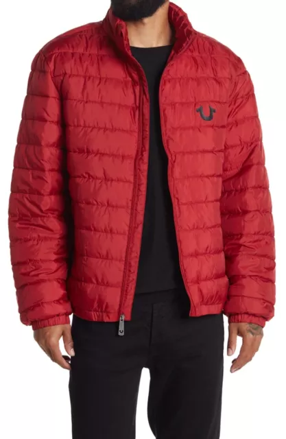 True Religion Puffer Jacket Coat Mens Size M Medium Lightweight - Bleed True Red