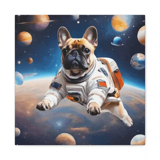 French Bulldog in Outer Space! Matte Canvas Silly Fun Frenchie Decor Home Dorm