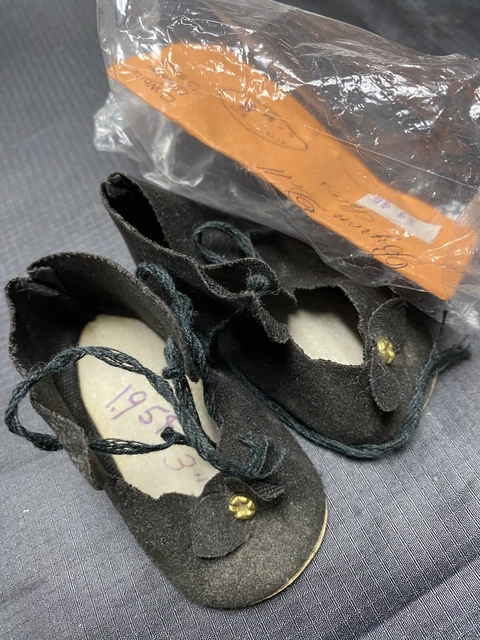 Vintage Unique Leather Doll Shoes For Bisque or Old Style Doll 