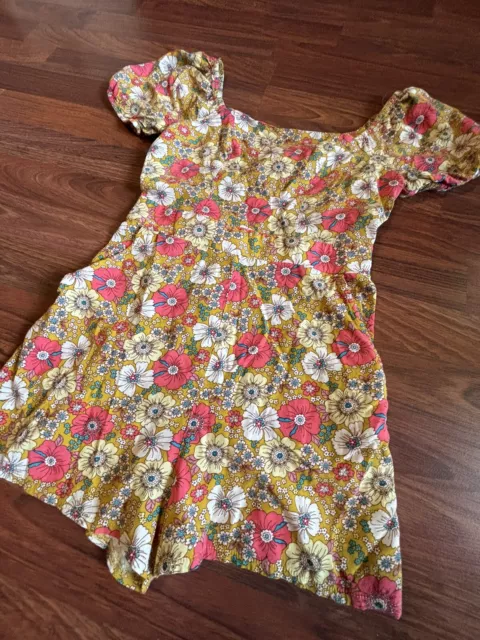 Lily Rose XS Romper Jumper Floral With Puff Sleeves Shorts Pink And Yellow