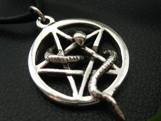 Pentagramm mit Schlange 925 er Silber Ketten Anhänger  weissmagisch    / KA 084