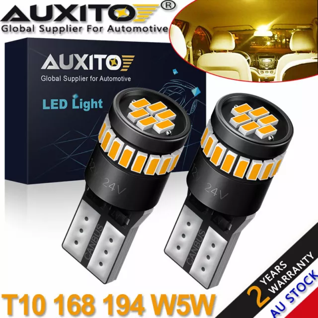 2X T10 W5W LED Bulbs Amber/Orange Turn Globes Side Wedge Bulb Indicator Signal