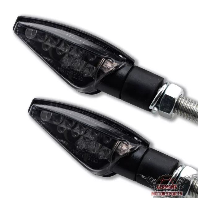 LED Mini Universal Blinker Toledo Motorrad Harley Honda schwarz smoke getönt 12V