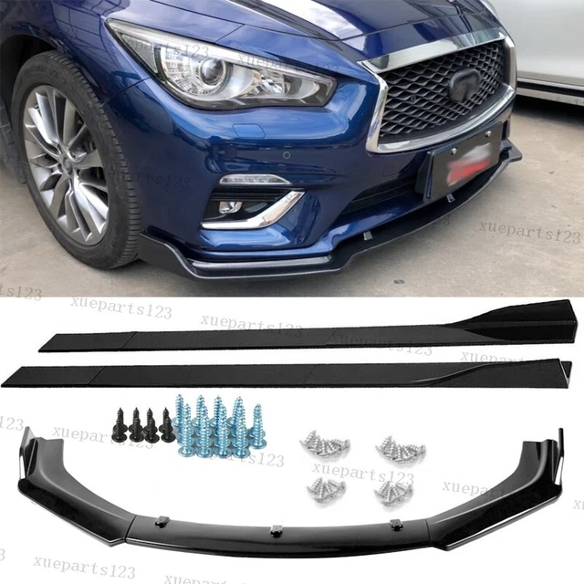 Glossy Black For Infiniti G37 G35 Sedan Front Bumper Lip Splitter Side Skirts