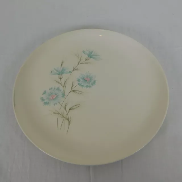 Ever Yours Boutonniere Dinner Plate Vintage Smith Taylor TS&T MCM White Blue