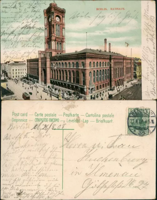 Ansichtskarte Mitte-Berlin Rotes Rathaus 1908