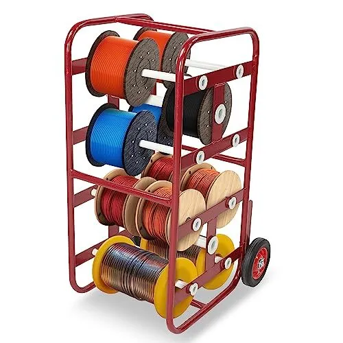 BISupply Wire Spool Rack Cable Caddy Red - Wiring Spool Dispenser Bulk Cable ...