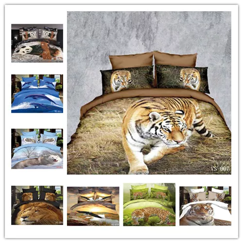 TRUYOO 3D Effect Bedding Set Duvet Cover 100% Satin Cotton - Animal