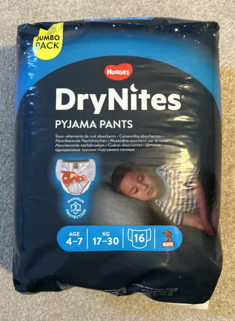 Huggies 4-7 Years DryNites Pyjama Pants Spiderman 30 per Pack, White