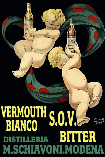 Poster Manifesto Locandina Pubblicitaria Bevande Stampa Vintage Vermouth Bitter