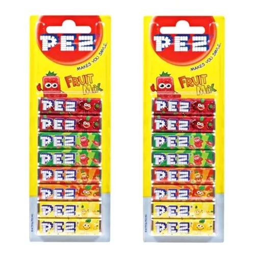904030 2 X 8Pk Pez Play Fruit Mix Refill Pack Assorted Flavours