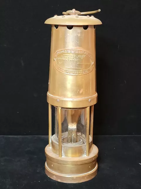 E. Thomas & Williams Miners Cambrian Brass Safety Lamp Type N Aberdare Wales
