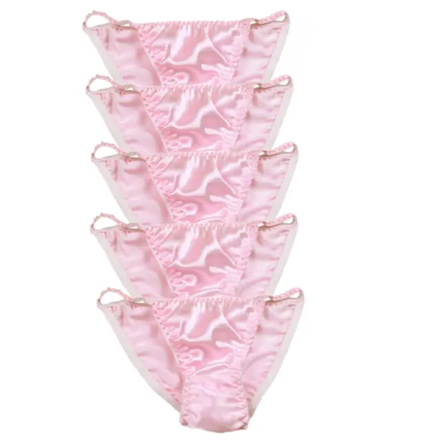 5PCS Panties Womens 100% Silk Bikini Knickers Undies Thongs Wholesale Lots Bow