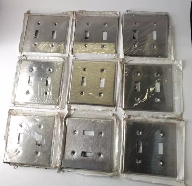 Leviton 84009 2-Gang Toggle Device Switch Wallplate Standard Size Ss Lot Of 9