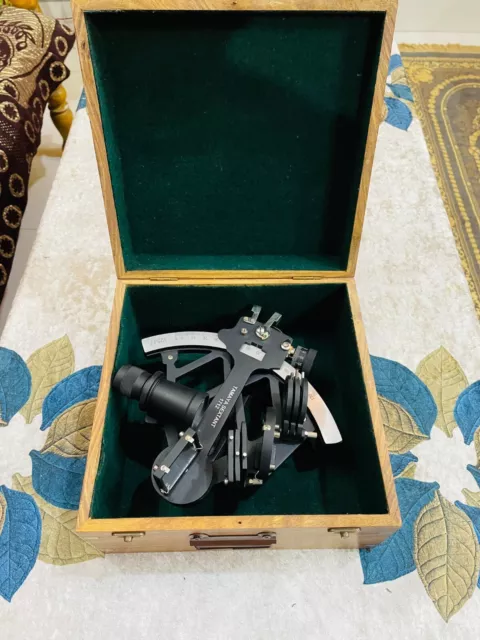 sextant new black colour with wooden box. 3