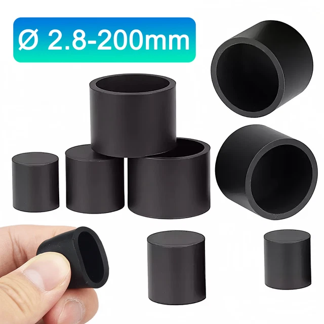 Produktbild von PVC Rohr Abdeckkappen Uxcell Gummi-Endkappen 6mm - 50 Stück Graue