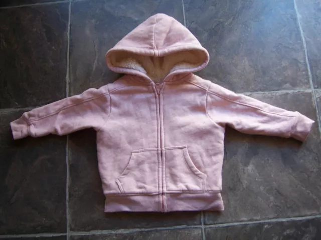 Girl's Target Pink Sherpa Fleece Lined Hoodie Hooded Jacket Size 2 VGC