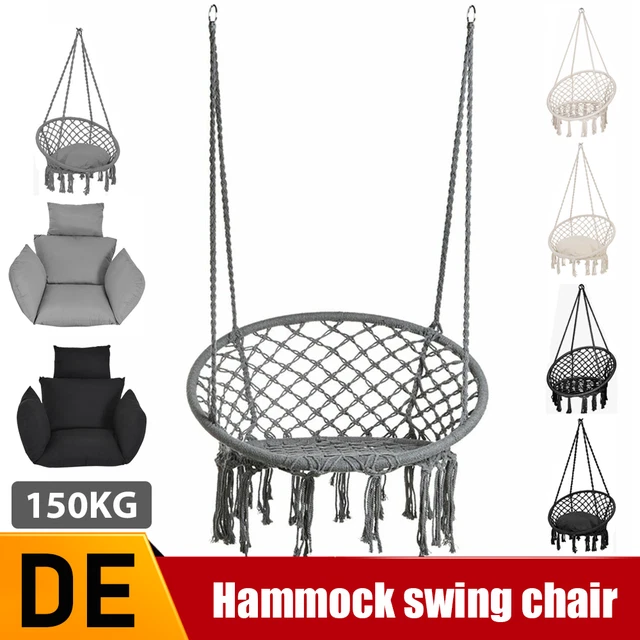Hängesessel Hängestuhl Hängeschaukel 150 kg Boho Hängematte HängekorbKiss/Kissen