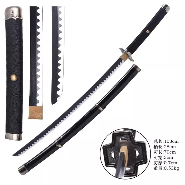 KATANA BLEACH ICHINGO 2 BANKAI LAMA BAMBOO LEGNO CM 105 Non Affilata lunga