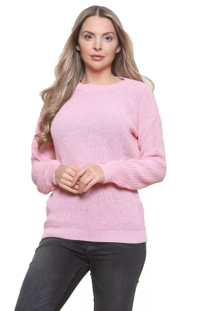 Ladies Womens Knitted Jumper Cosy Baggy Sweater chunky knit Winter Top S-XL