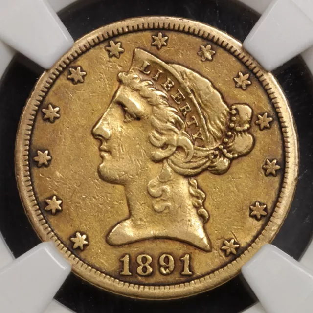 1891-CC U.S. Liberty Head Gold Half Eagle Coin NGC XF-40 Extremely Fine