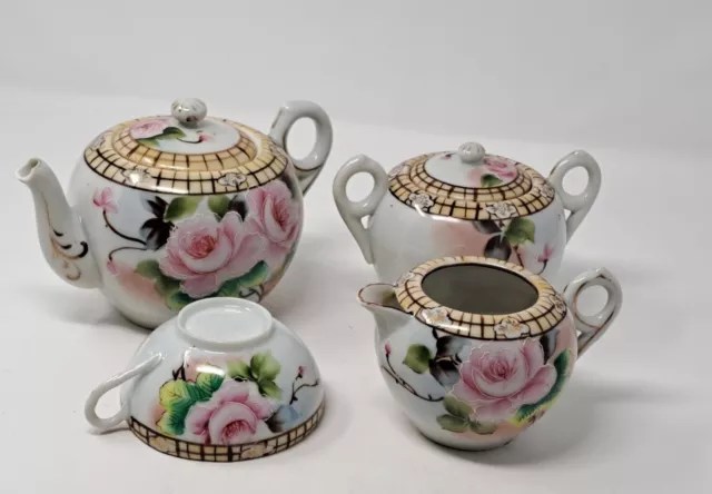 Vintage Nippon Rose Floral Tea Set - READ