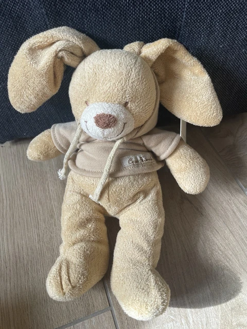 Doudou hochet lapin Bastien beige marron et bordeaux Nicotoy, Kiabi