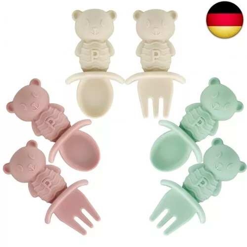 6er-Pack Baby Lernlöffel und Gabel Set, Babylöffel Brei ab 4 6 Monaten, Silikon