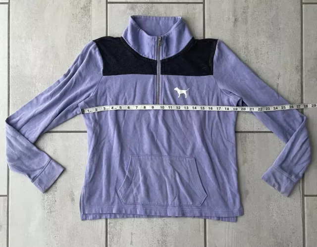 Victorias Secret Pink Womens Pullover Sweatshirt Purple Zip Color Block Fleece S