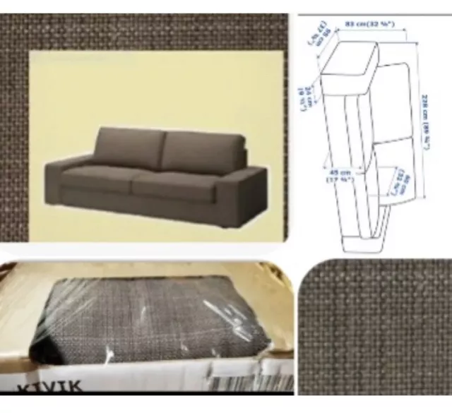 IKEA Kivik Isunda Brown 3 Seat Sofa NEW COVER 89” Standard Retired NIP Lux Tweed