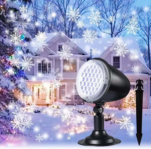 1pcs Christmas Snowflake Projector Moving Snowfall Laser Light Outdoor Landscape