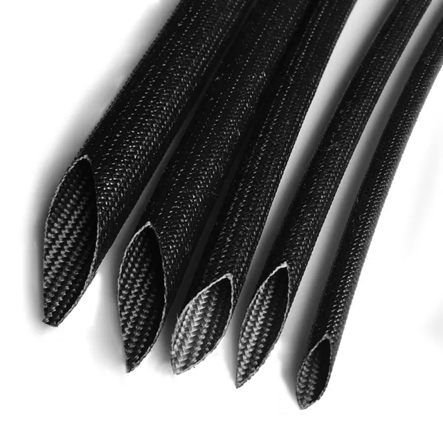 Black Silicone Fiber Glass Tube Wire Cable Insulating High Temp Sleeving 2-20mm