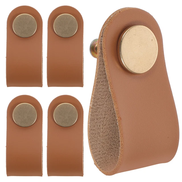 6 Pcs Cupboard Knobs Leather Handle Cabinet Door Knobs Dressing Table 6