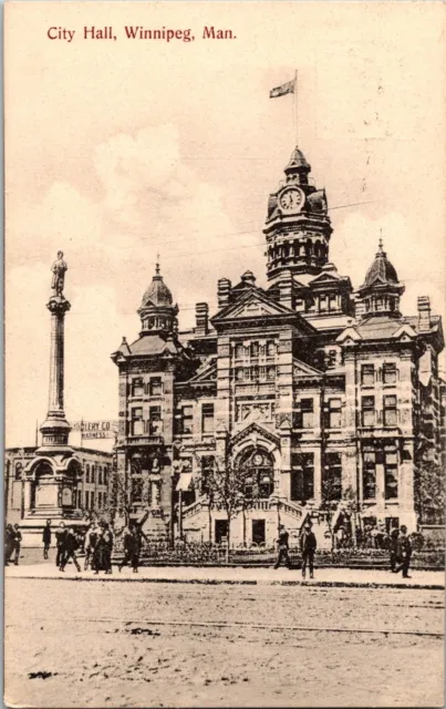 City Hall Winnipeg Private Postcard Manitoba MB Posted 1908